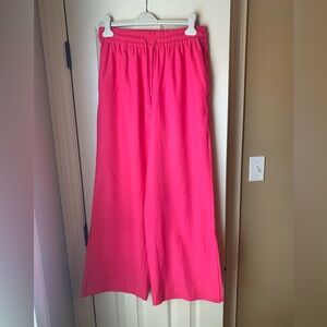 Frame Denim Wide Leg Drawstring Pants in Hot Pink